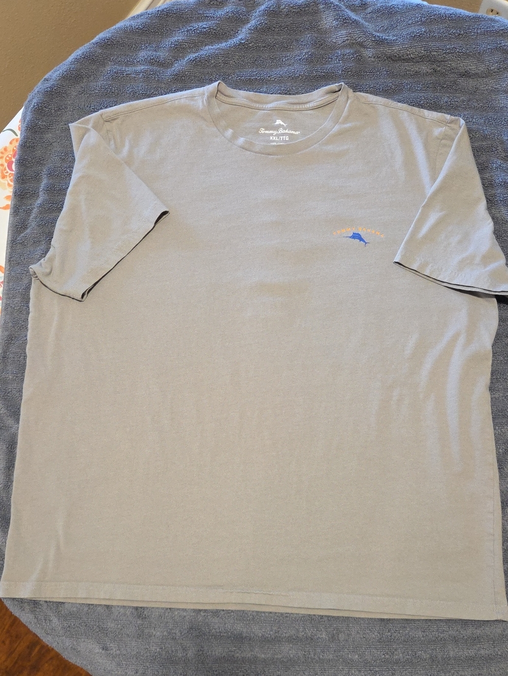 Tommy Bahama Light Gray Short-Sleeve Crewneck T-Shirt with Blue Logo